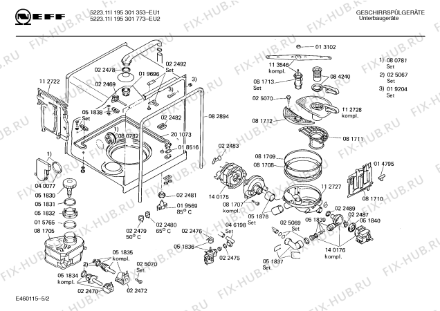 Взрыв-схема посудомоечной машины Neff 195301773 5223.11I - Схема узла 02