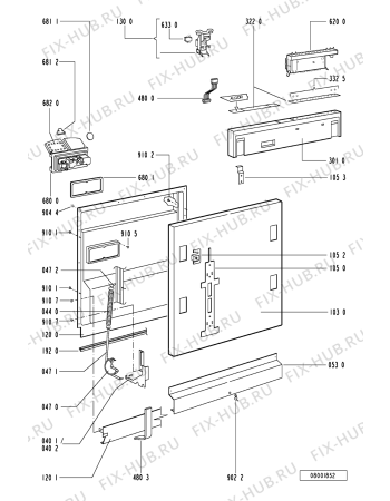 Схема №1 ADL 880 с изображением Панель для посудомоечной машины Whirlpool 481245370917
