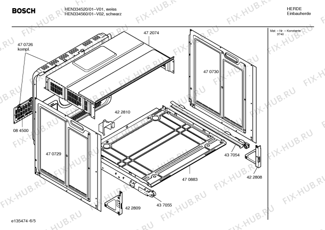 Взрыв-схема плиты (духовки) Bosch HEN334520 - Схема узла 05