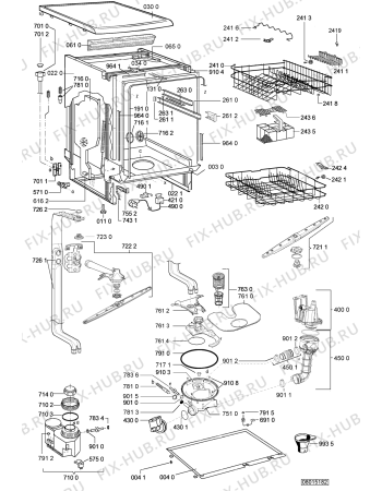 Взрыв-схема посудомоечной машины Whirlpool GSF 6540 WS - Схема узла