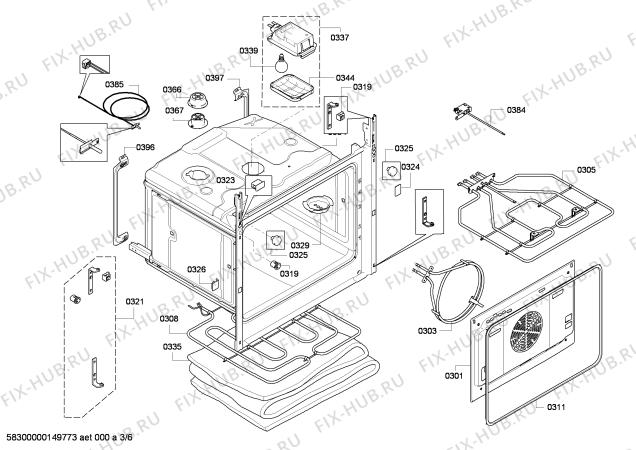 Взрыв-схема плиты (духовки) Bosch HBR77S651E - Схема узла 03