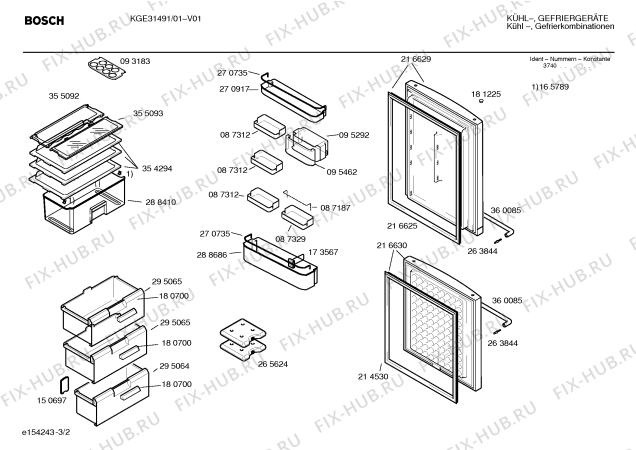 Взрыв-схема холодильника Bosch KGE31491 - Схема узла 02