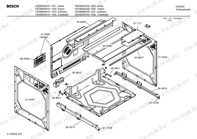 Взрыв-схема плиты (духовки) Bosch HEN6650 S2001 - Схема узла 05