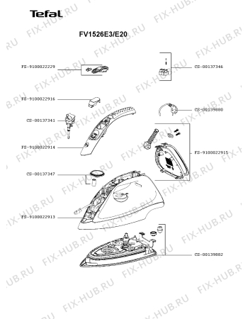 Схема №1 FV1526E3/E20 с изображением Ручка для электроутюга Tefal FS-9100022914