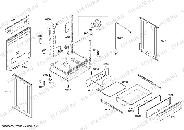 Взрыв-схема плиты (духовки) Bosch HGS7052UC - Схема узла 03