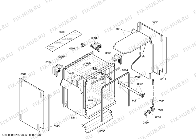 Взрыв-схема посудомоечной машины Bosch SGV45M43EU - Схема узла 03