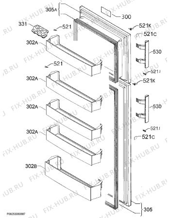 Взрыв-схема холодильника Electrolux EJ2805AOX2 - Схема узла Door 003