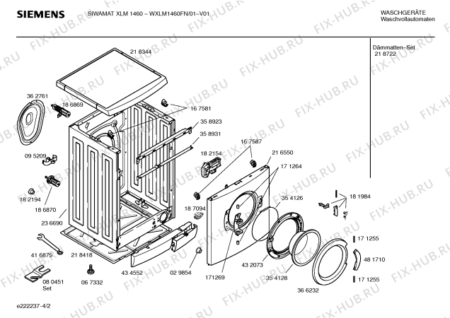 Схема №1 WXLM1460FN SIWAMAT XLM 1460 с изображением Инструкция по установке и эксплуатации для стиральной машины Siemens 00587582
