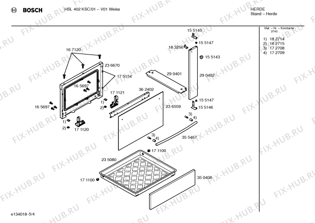 Взрыв-схема плиты (духовки) Bosch HSL402KSC - Схема узла 04