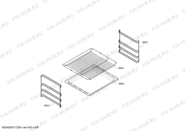 Взрыв-схема плиты (духовки) Bosch HBN211E2 - Схема узла 06
