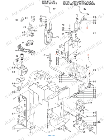 Взрыв-схема кофеварки (кофемашины) DELONGHI PRIMADONNA  ESAM6620 EX:3 - Схема узла 4