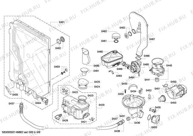 Взрыв-схема посудомоечной машины Bosch SBV65T50EU - Схема узла 04