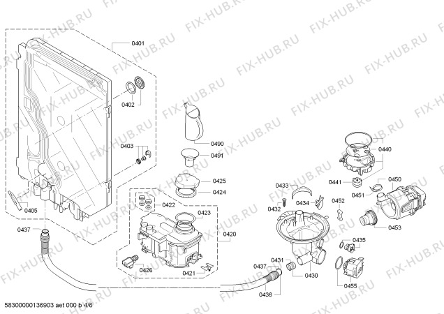 Взрыв-схема посудомоечной машины Bosch SMU40E38SK - Схема узла 04