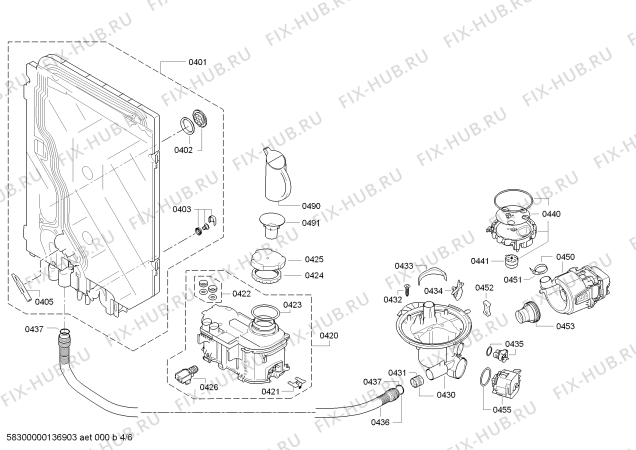 Взрыв-схема посудомоечной машины Bosch SMU40E28SK - Схема узла 04