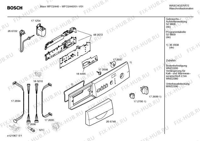 Схема №1 WFO2840 Maxx WFO 2840 с изображением Таблица программ для стиралки Bosch 00529809