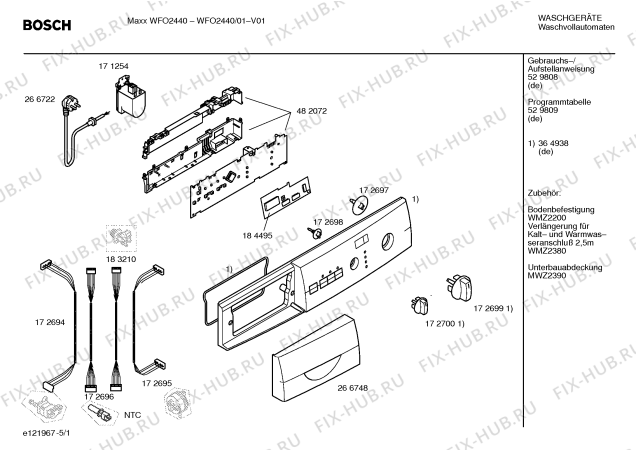 Схема №1 WFO2840 Maxx WFO 2840 с изображением Инструкция по установке и эксплуатации для стиралки Bosch 00529808