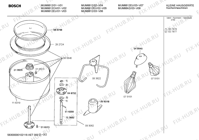 Взрыв-схема кухонного комбайна Bosch MUM66KD - Схема узла 02