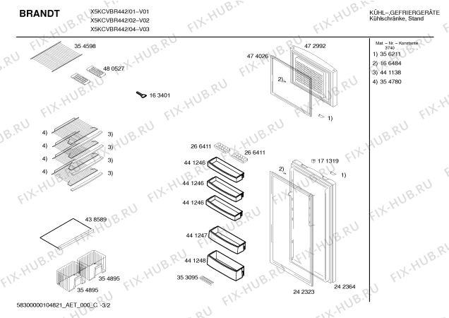 Взрыв-схема холодильника Brandt X5KCVBR442 - Схема узла 02
