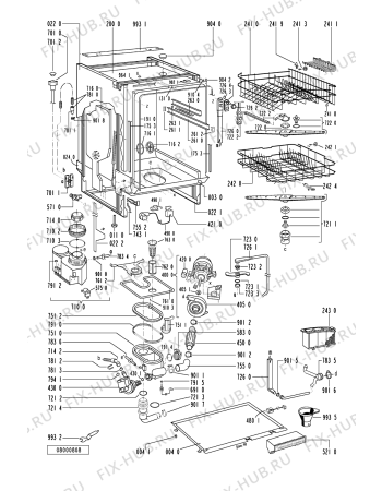 Схема №1 ADG 993/1 WH с изображением Обшивка для электропосудомоечной машины Whirlpool 481245379903