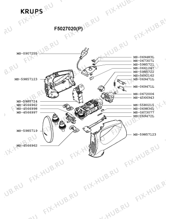 Взрыв-схема блендера (миксера) Krups F5027020(P) - Схема узла 4P000594.4P2