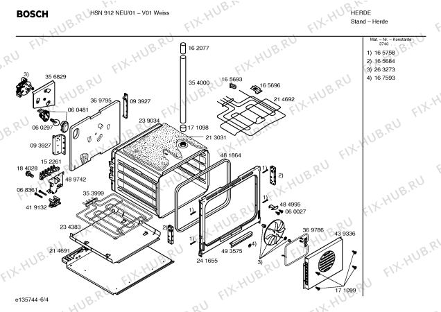 Взрыв-схема плиты (духовки) Bosch HSN912NEU - Схема узла 04