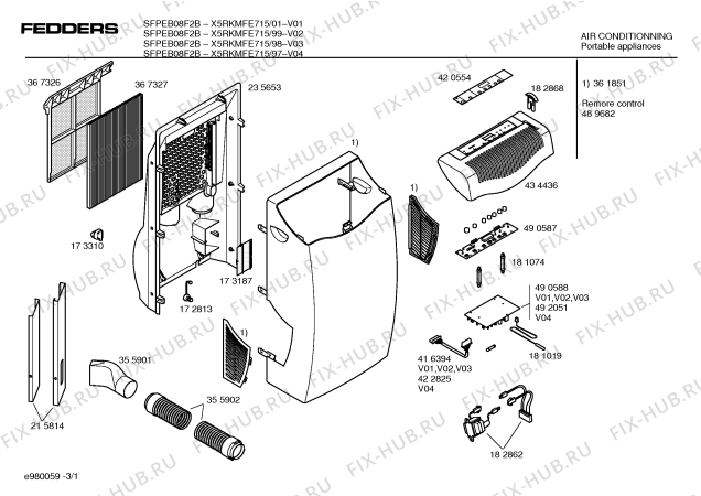 Схема №1 X5RKMFE703 Fedders с изображением Металло-бумажный конденсатор для кондиционера Bosch 00173197