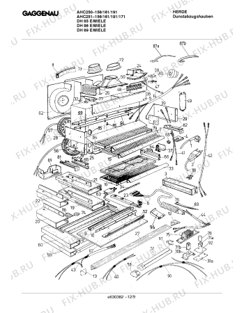 Схема №1 DH251161 DH 86 E/MIELE с изображением Планка ручки для вентиляции Bosch 00291489