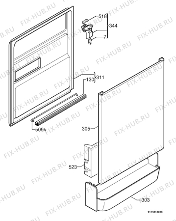 Взрыв-схема посудомоечной машины Corbero LVC124S - Схема узла Door 003