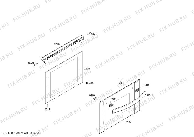 Схема №1 3HDS530X h.ba.ind.mltf.inx.pta_cr.worktop.touch с изображением Передняя часть корпуса для плиты (духовки) Bosch 00664941