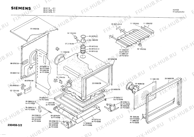 Взрыв-схема плиты (духовки) Siemens HB6114 - Схема узла 02