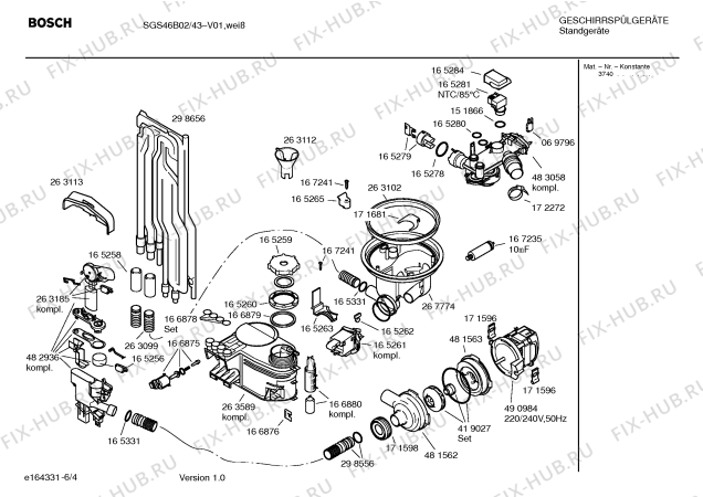 Взрыв-схема посудомоечной машины Bosch SGS46B02 - Схема узла 04