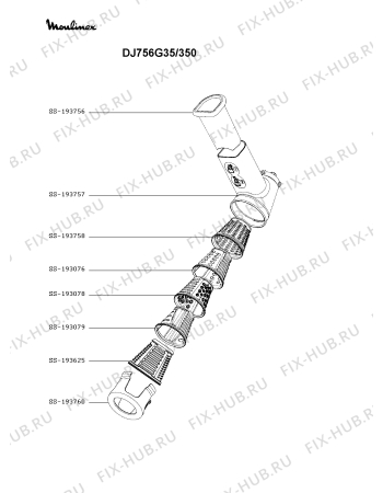 Взрыв-схема мясорубки Moulinex DJ756G35/350 - Схема узла BP004252.7P2