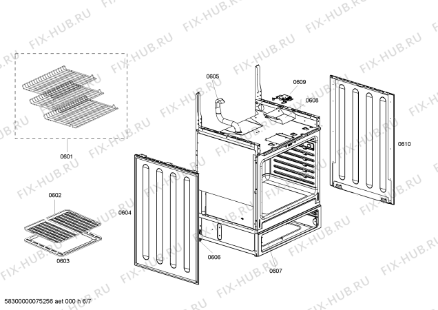 Схема №1 HGS247UC с изображением Боковая часть корпуса для плиты (духовки) Bosch 00478391