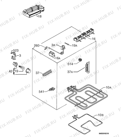 Взрыв-схема плиты (духовки) Zanussi ZOU341X - Схема узла Electrical equipment 268