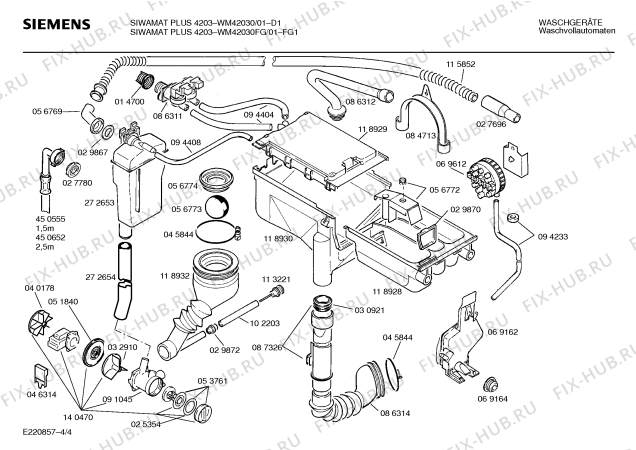 Взрыв-схема стиральной машины Siemens WM42030FG SIWAMAT PLUS 4203 - Схема узла 04