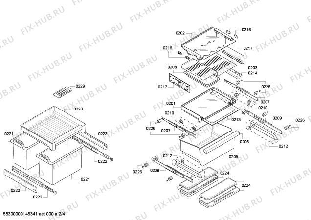 Схема №1 RT287202 с изображением Планка для холодильной камеры Bosch 00684790