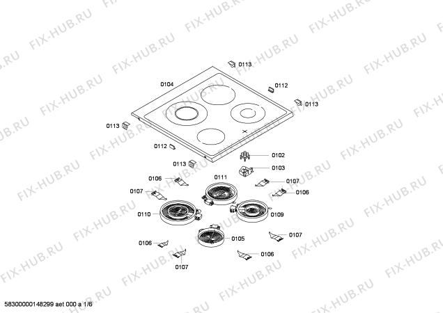 Схема №1 HCE854420G с изображением Стеклокерамика для духового шкафа Bosch 00249646