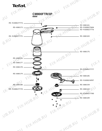Схема №1 CM800FTR/3P с изображением Элемент корпуса для чайника (термопота) Tefal FS-9100027778