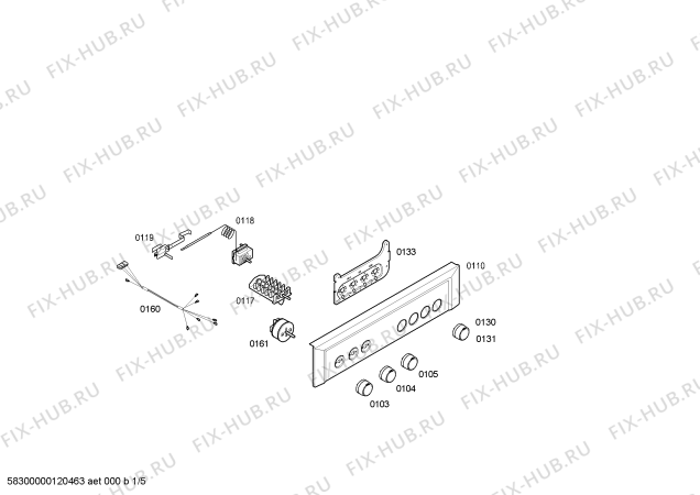 Схема №1 3HF503XP с изображением Ручка выбора программ для духового шкафа Bosch 00606859