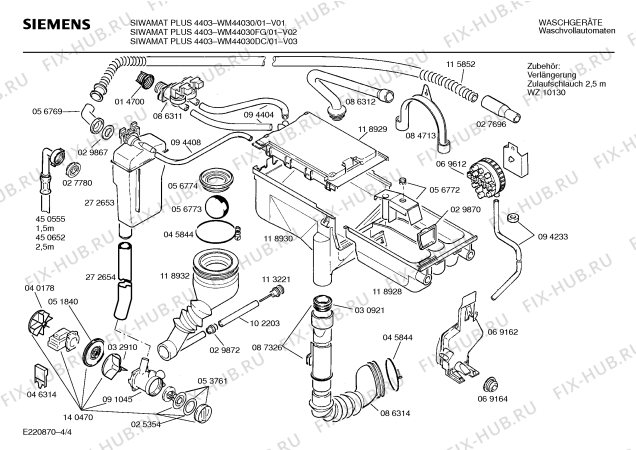 Взрыв-схема стиральной машины Siemens WM44030DC SIWAMAT PLUS 4403 - Схема узла 04