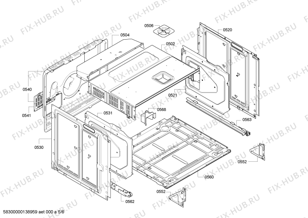 Взрыв-схема плиты (духовки) Bosch HBB73C450E - Схема узла 05