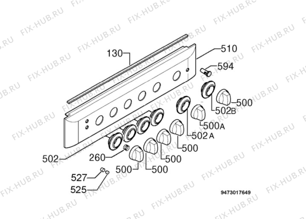 Взрыв-схема плиты (духовки) Zanussi Electrolux ZCG641X - Схема узла Command panel 037