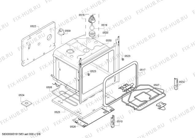 Взрыв-схема плиты (духовки) Bosch HCA623120R - Схема узла 05