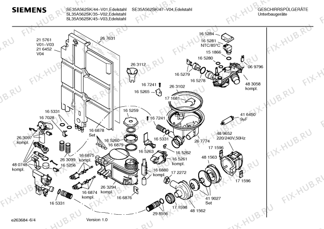 Взрыв-схема посудомоечной машины Siemens SL35A562SK - Схема узла 04