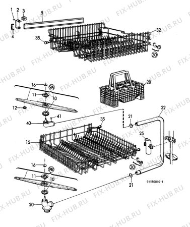 Взрыв-схема посудомоечной машины Faure 73.53W2 - Схема узла W10 Baskets D
