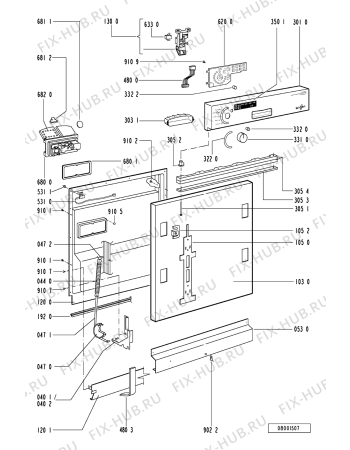 Схема №1 ADG3552WH (F092232) с изображением Панель управления для посудомоечной машины Indesit C00343199