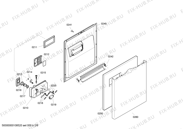 Взрыв-схема посудомоечной машины Bosch SGS47E12GB Exxcel - Схема узла 02