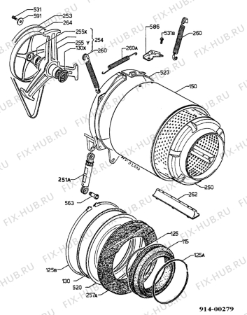 Взрыв-схема стиральной машины Electrolux EW1251F - Схема узла Drum