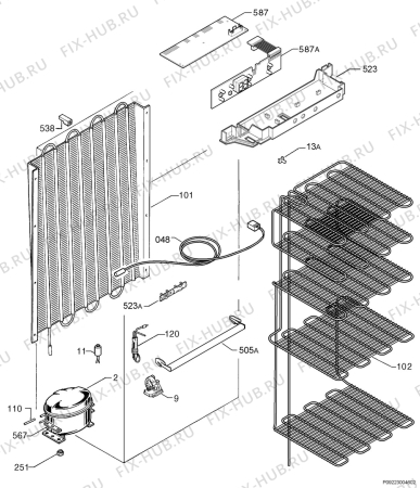 Взрыв-схема холодильника Arthur Martin AUC1923 - Схема узла Cooling system 017