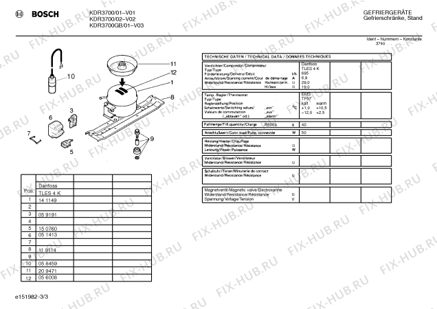 Взрыв-схема холодильника Bosch KDR3700GB - Схема узла 03